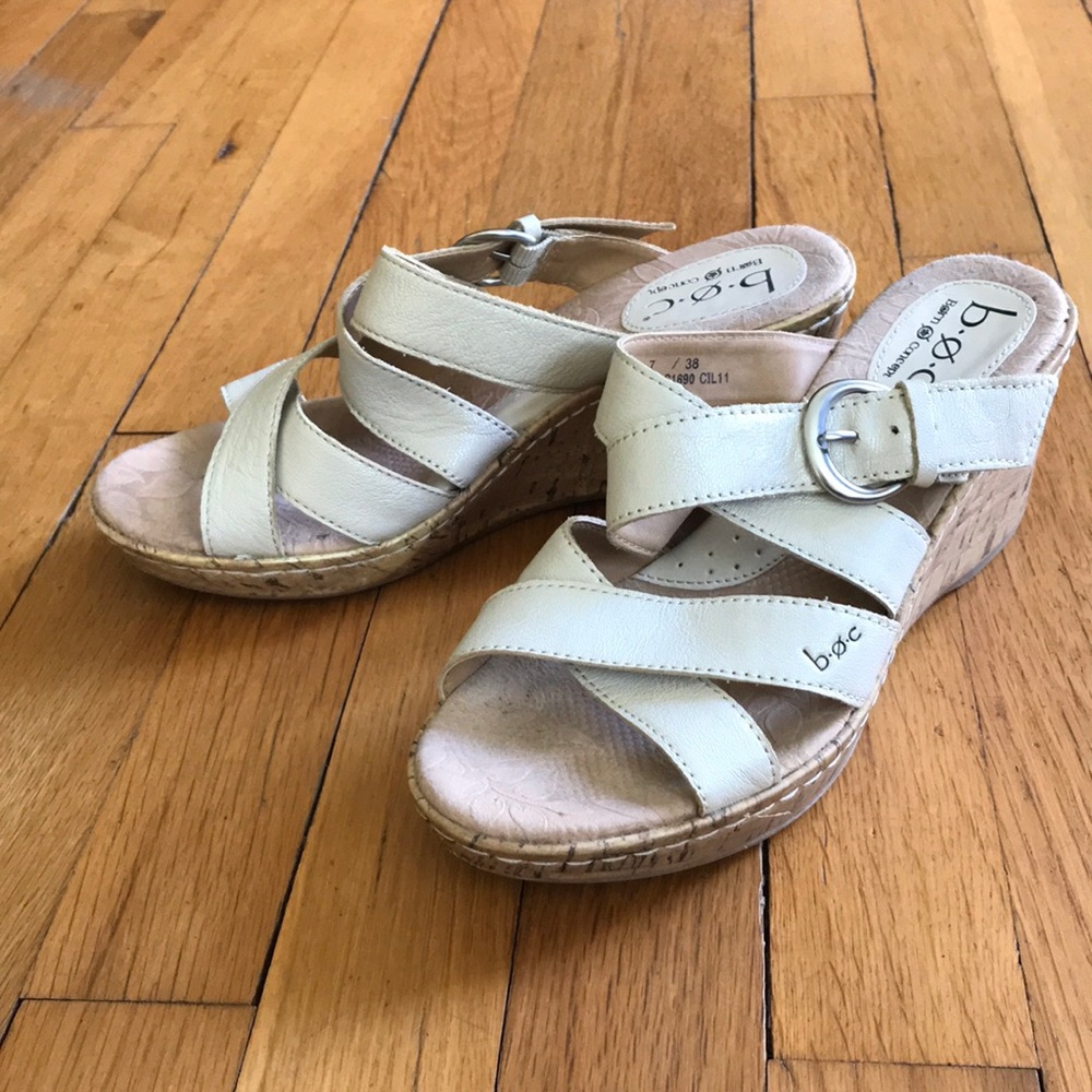 Cream colored b.o.c. wedge sandals